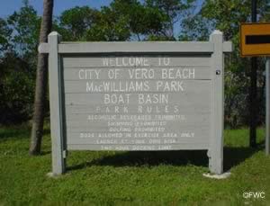 entrance sign to macwilliams park in vero beach